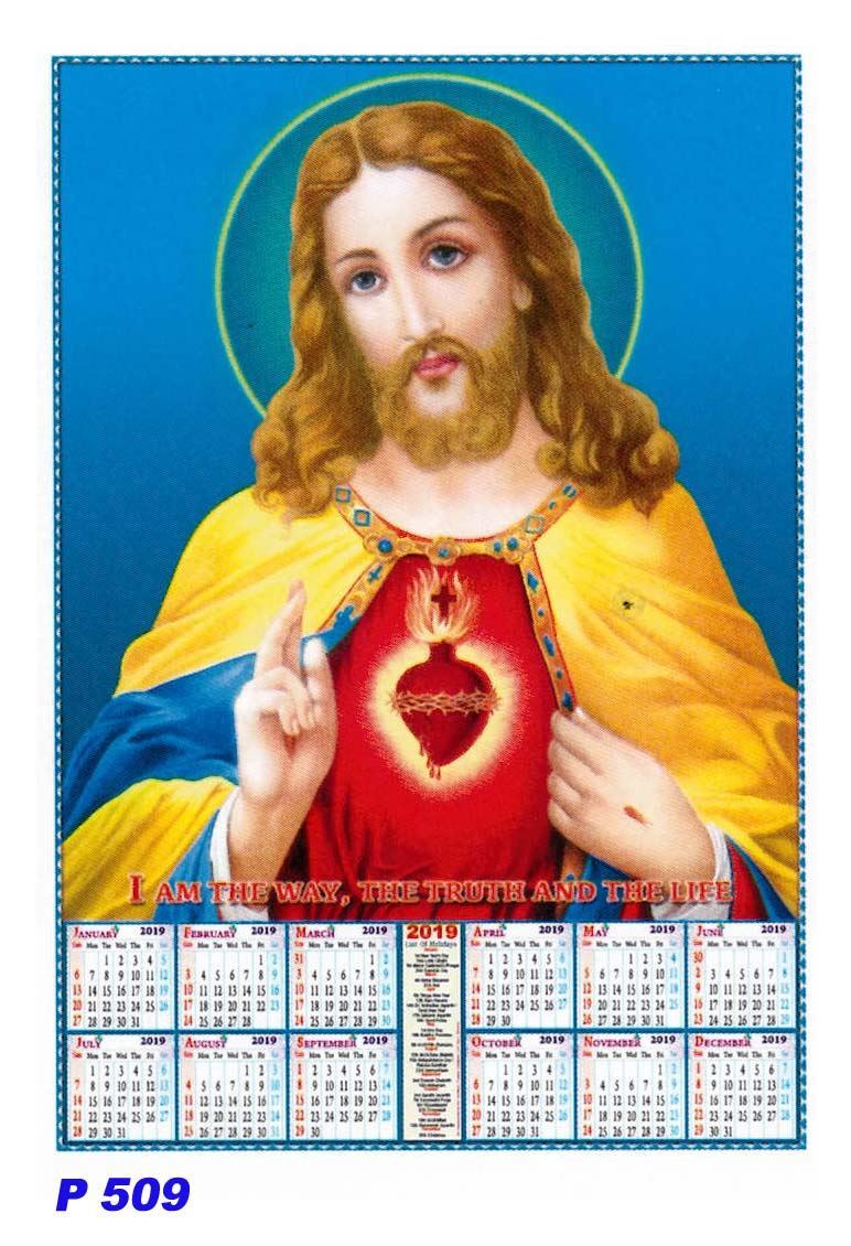 R509 Sacred Heart of Jesus Poly Foam Calendar 2019 Vivid Print