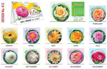 T412 Beautiful Flowers Table Calendar 2017