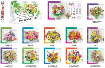 T413 Floral Collection Table Calendar 2017