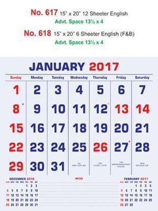 R618 English (F&B) Monthly Calendar 2017