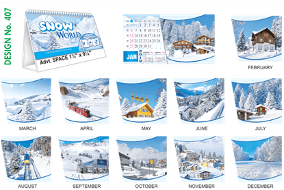 T407 Snow World Table Calendar 2019