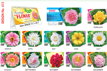 T413 Lovely Flowers  Table Calendar 2019