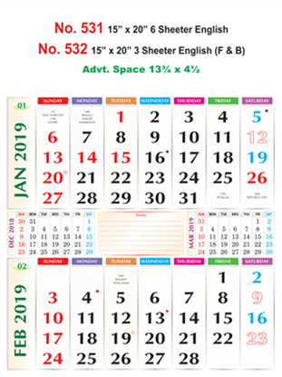 3 Sheet Special Bi-Monthly Calendar
