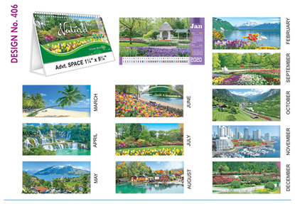 T 406 Natural Scenery   - Table Calendar With Planner Online Printing 2020