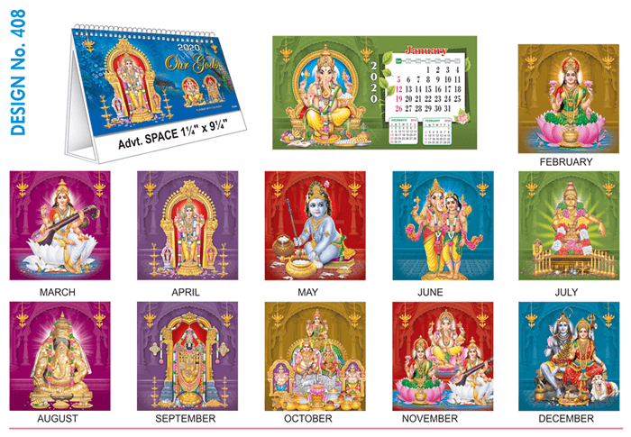 T 408 Our Gods   - Table Calendar With Planner Online Printing 2020