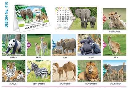 T 410 Wild Animals   - Table Calendar With Planner Online Printing 2020