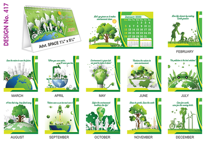 T 417 Go Green  - Table Calendar With Planner Online Printing 2020