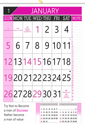 V803 13x19" 12 Sheeter Monthly Calendar 2020