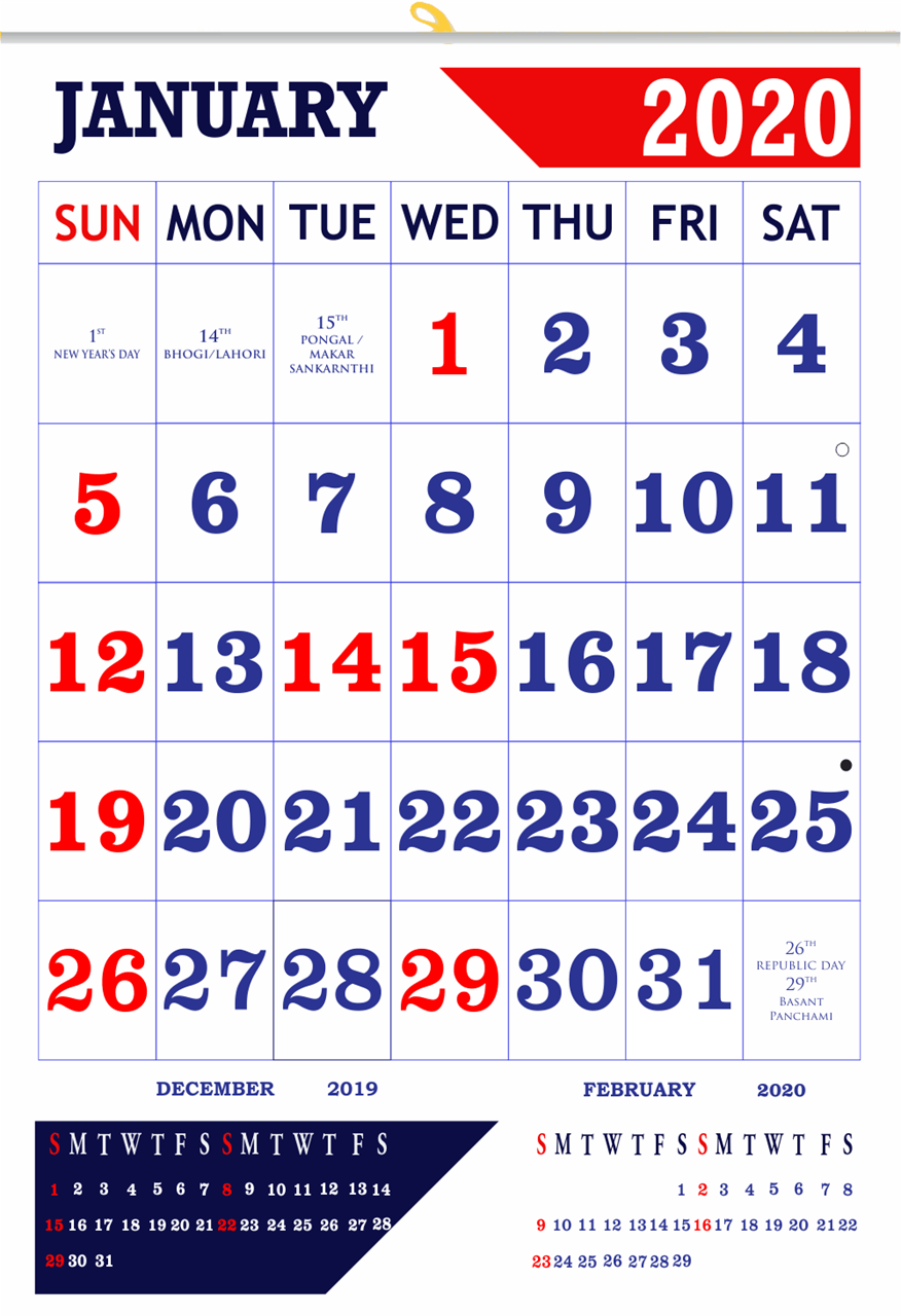 V807 13x19" 12 Sheeter Monthly Calendar 2020