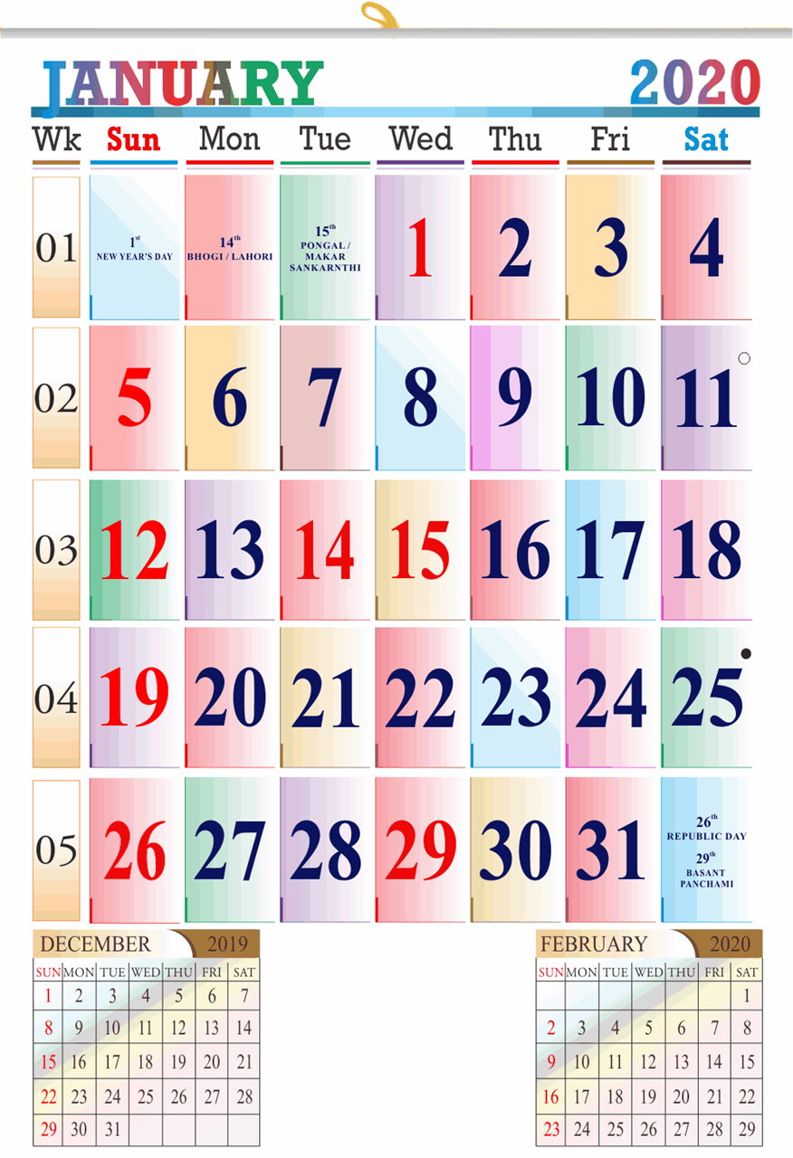 V811 13x19" 12 Sheeter Monthly Calendar 2020