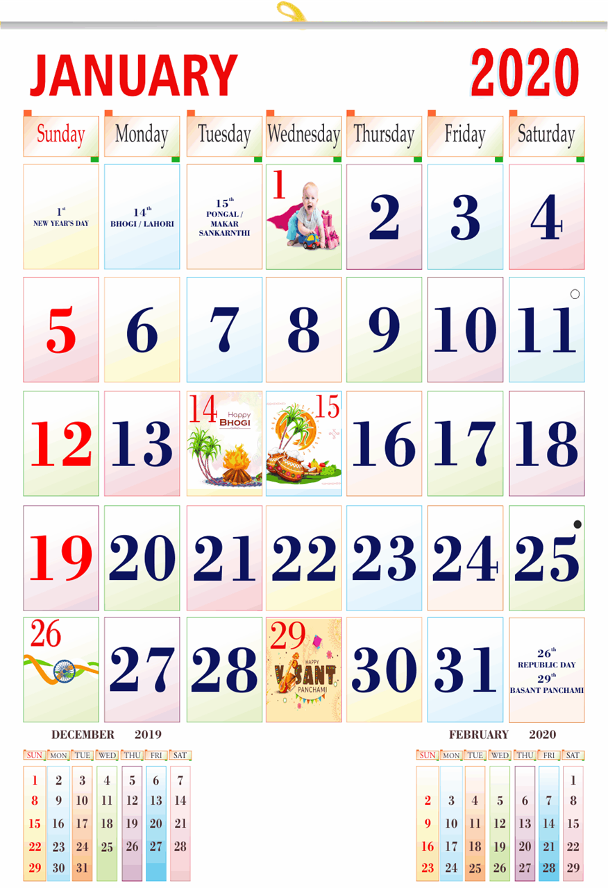 V819 13x19" 12 Sheeter Monthly Calendar 2020