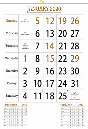 V827 13x19" 12 Sheeter Monthly Calendar 2020