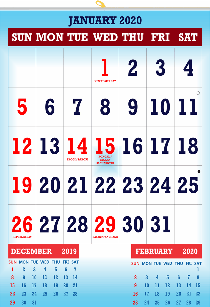 V831 13x19" 12 Sheeter Monthly Calendar 2020