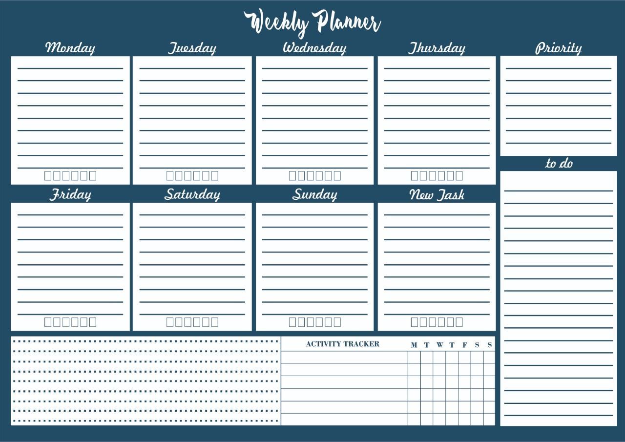 Weekly planner blue 