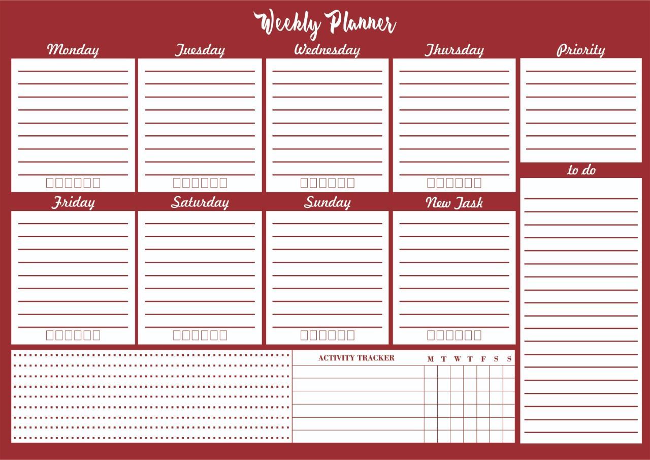Weekly planner red