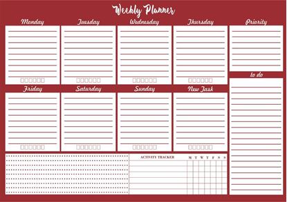 Weekly planner red