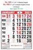 Click to zoom R606 English (F&B) Monthly Calendar Print 2021