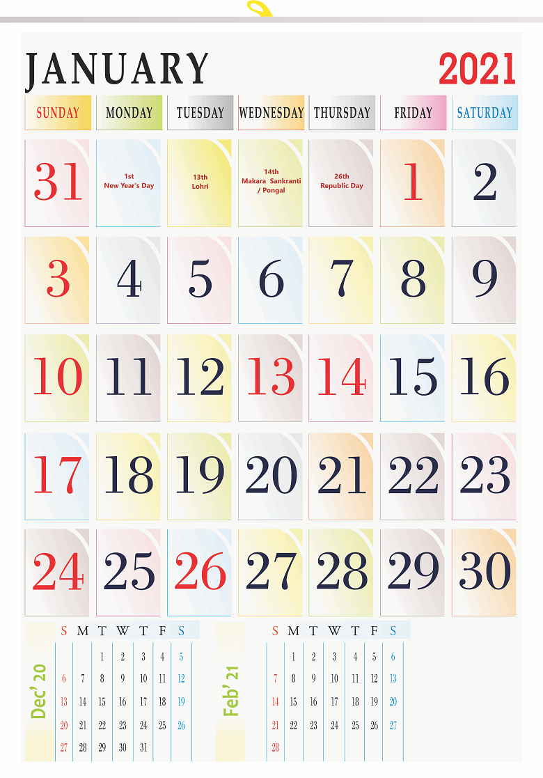 V813 13x19" 12 Sheeter Monthly Calendar Printing 2021