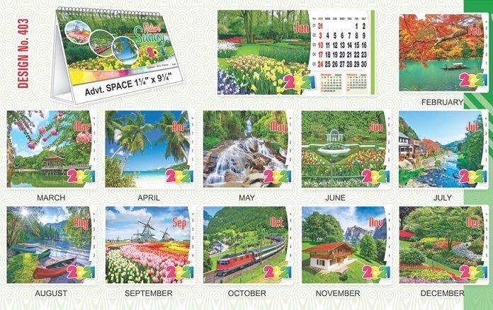T403 Nature Scenery - Table Calendar With Planner Print 2021