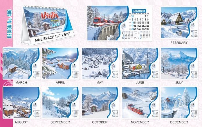 T406 Winter Season - Table Calendar With Planner Print 2021