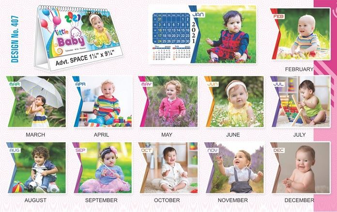 T407 Little Baby - Table Calendar With Planner Print 2021