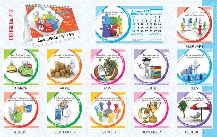 T412 Motivation - Table Calendar With Planner Print 2021