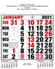 Click to zoom P293 English Monthly Calendar Print 2021