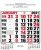 Click to zoom P317 English Monthly Calendar Print 2021