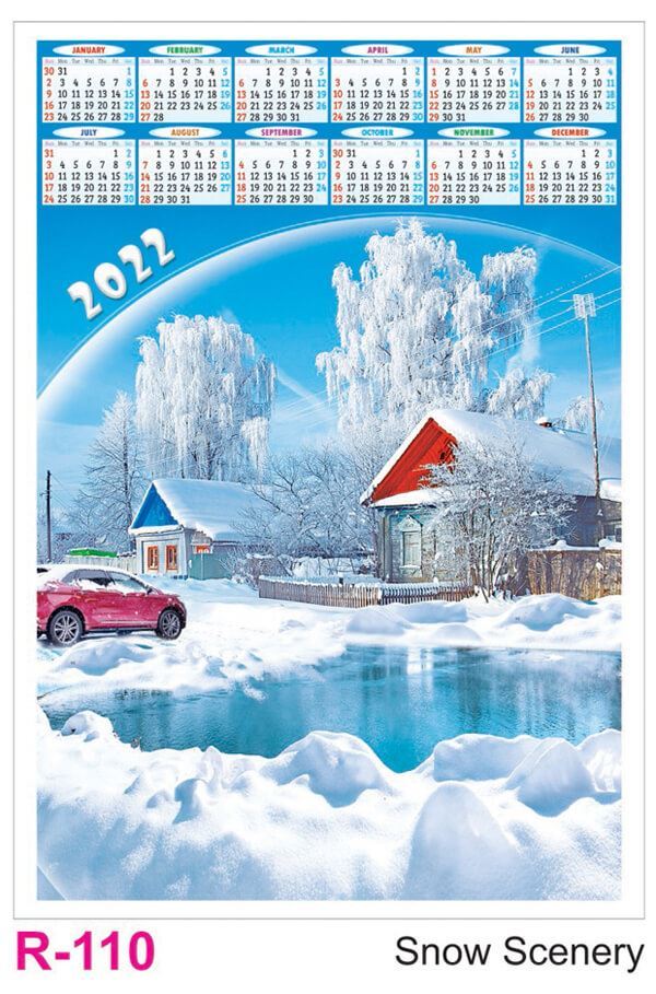 R110 Snow Scenery Plastic Calendar Print 2022