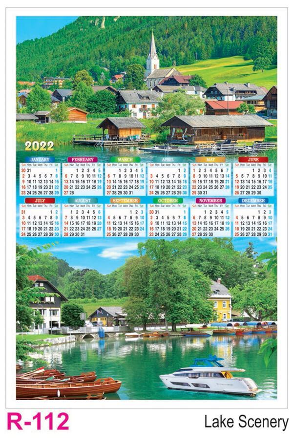 R112 Lake Scenery Plastic Calendar Print 2022
