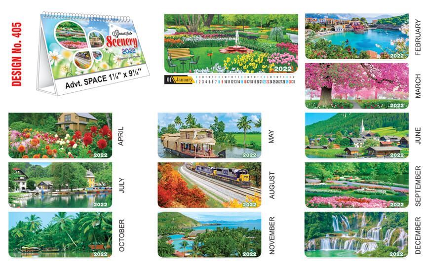 T405 Beautiful Scenery - Table Calendar With Planner Print 2022