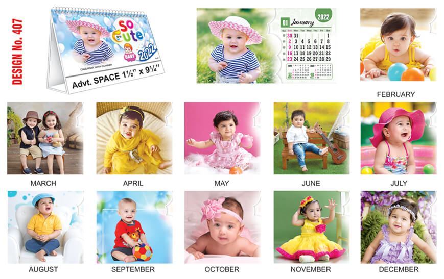T407 Cute  Baby - Table Calendar With Planner Print 2022