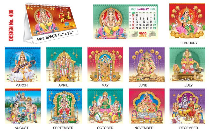 T409 Our Gods - Table Calendar With Planner Print 2022