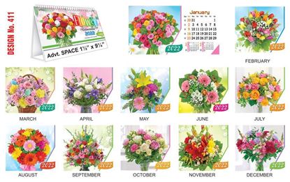 T411 Flower - Table Calendar With Planner Print 2022