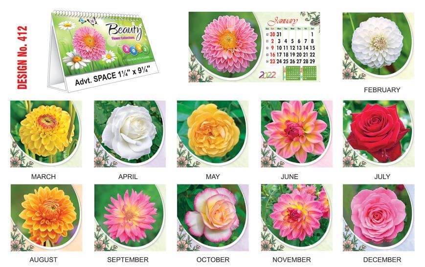 T412 Beauty - Table Calendar With Planner Print 2022