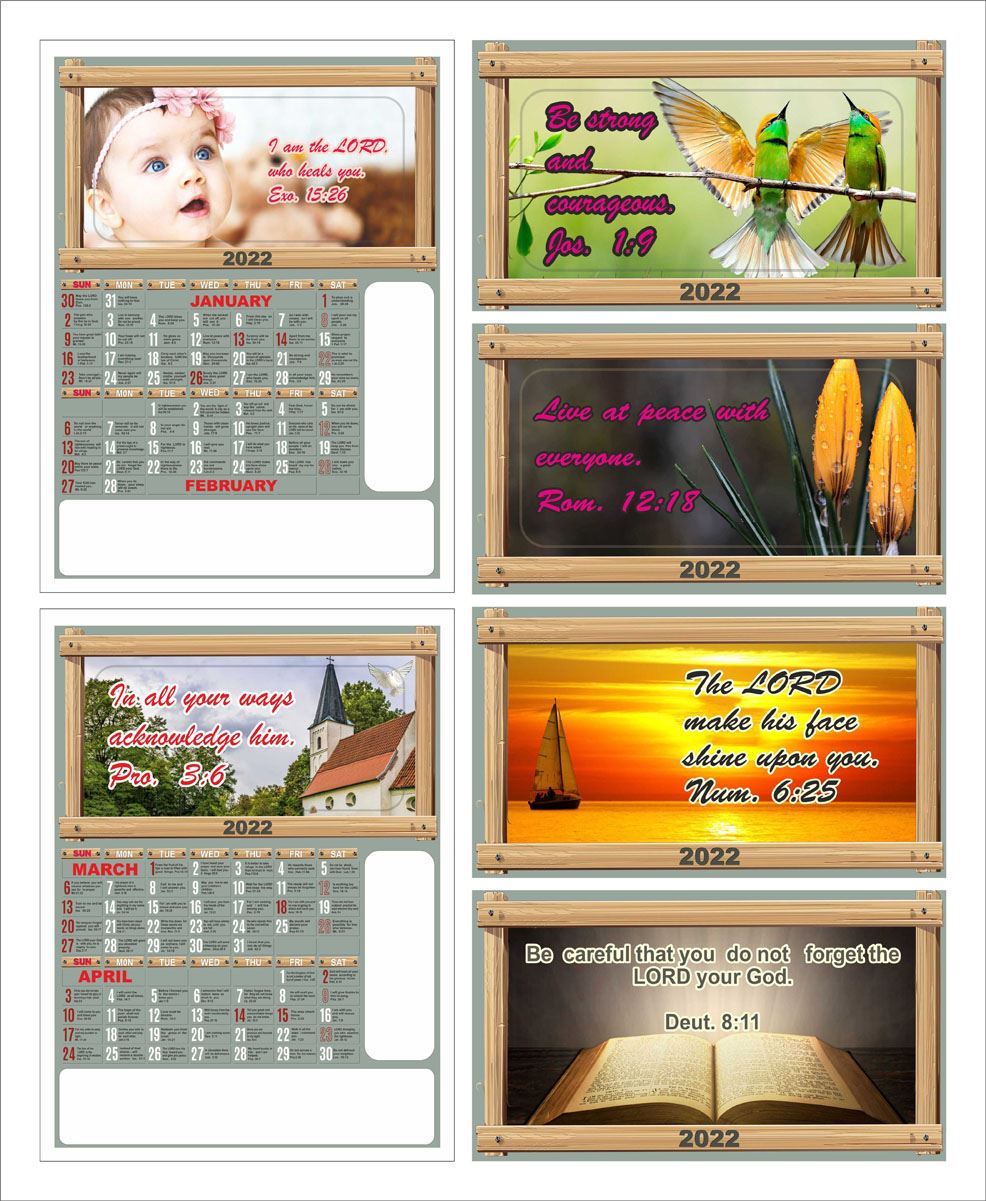 C1006 6 Sheeter Bi-Monthly  Front Side Only Tamil Christian Calendars printing 2022