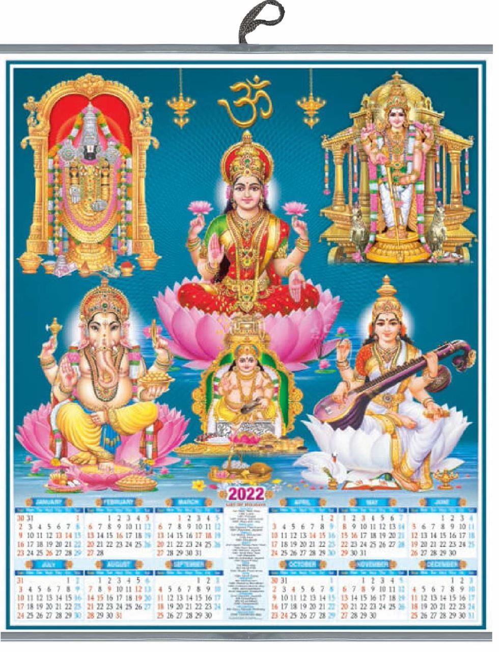 V908 All Gods Single Sheet Calendar