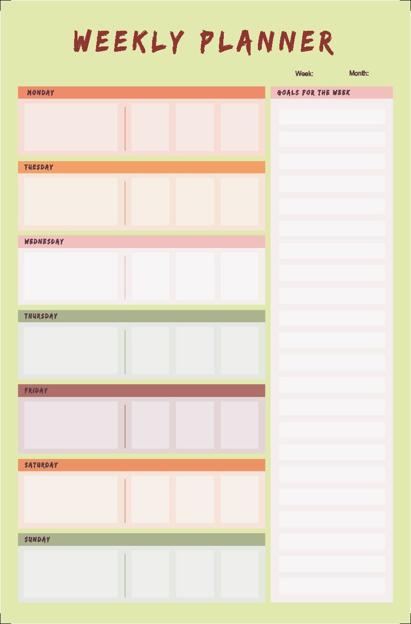 A5 Yellow  Weekly Planner