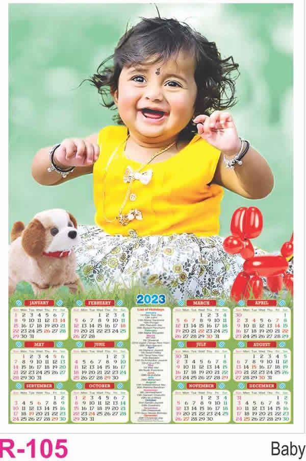 R105 Baby Plastic Calendar Print 2023