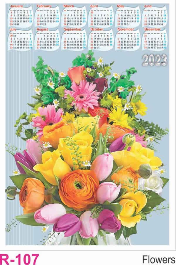 R107 Flowers Plastic Calendar Print 2023