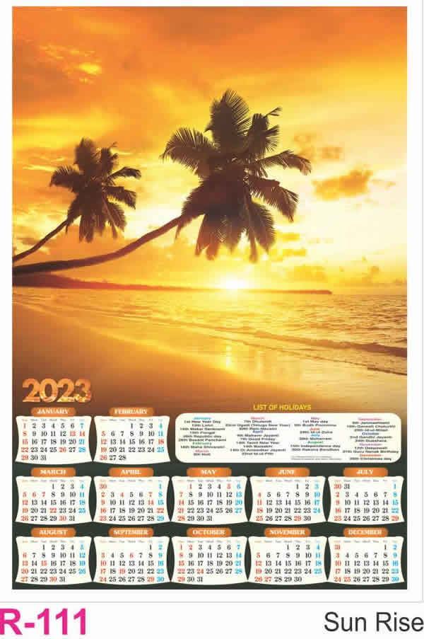 R111 Sun Rise Plastic Calendar Print 2023
