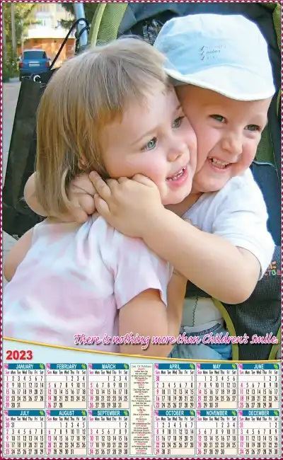 P502 Two babies Plastic Calendar Print 2023