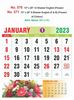 Click to zoom R570 English(Flower) Monthly Calendar Print 2023