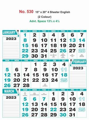 R530 English 4 Sheeter Monthly Calendar Print 2023