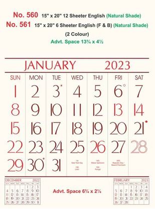 R561 English(F&B)NS paper) Monthly Calendar Print 2023