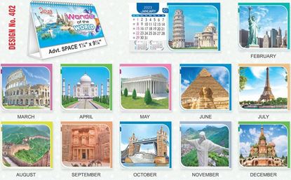 T402 World Wonders - Table Calendar With Planner Print 2023