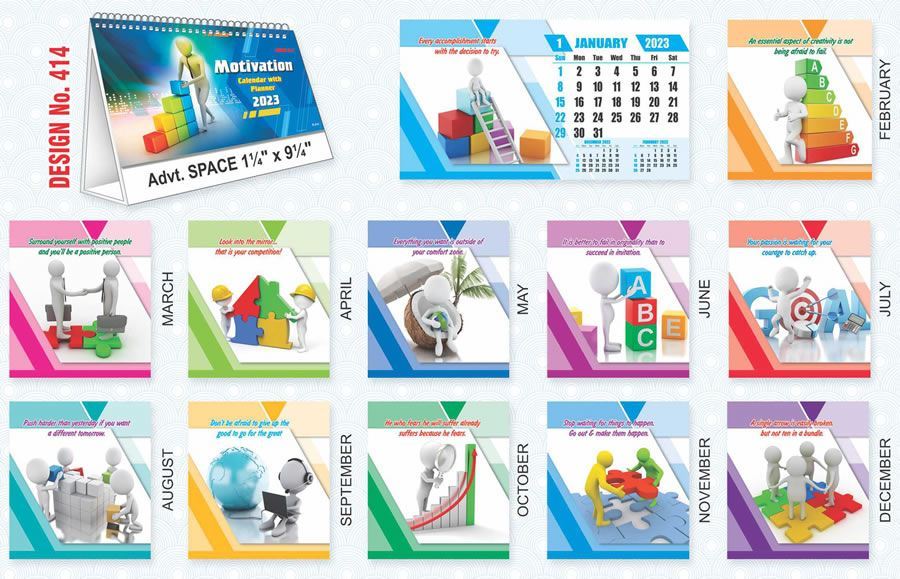 T414 Motivational - Table Calendar With Planner Print 2023