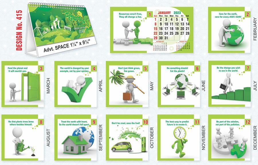 T415 Go Green - Table Calendar With Planner Print 2023