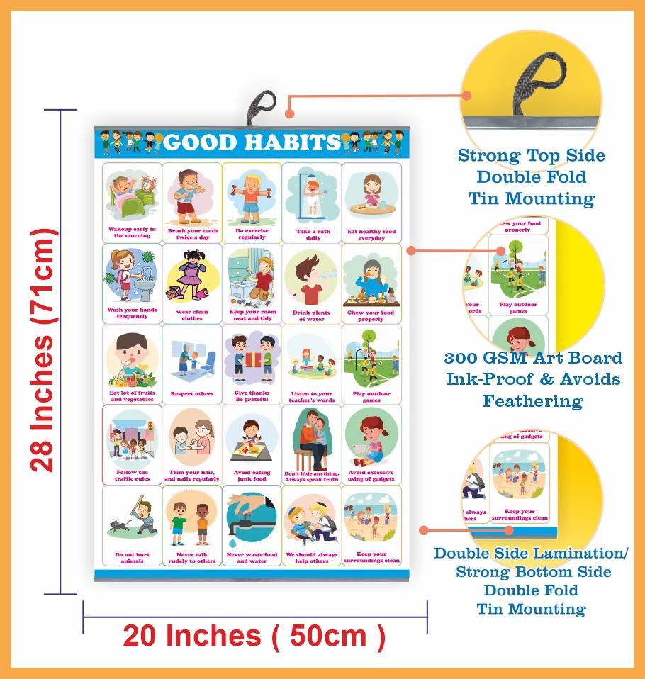 Good Habits Chart For Kids Early Learning Educational Chart Size 