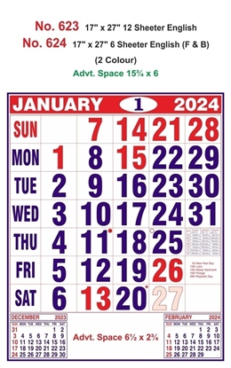 R624 English (F&B) Monthly Calendar Print 2024